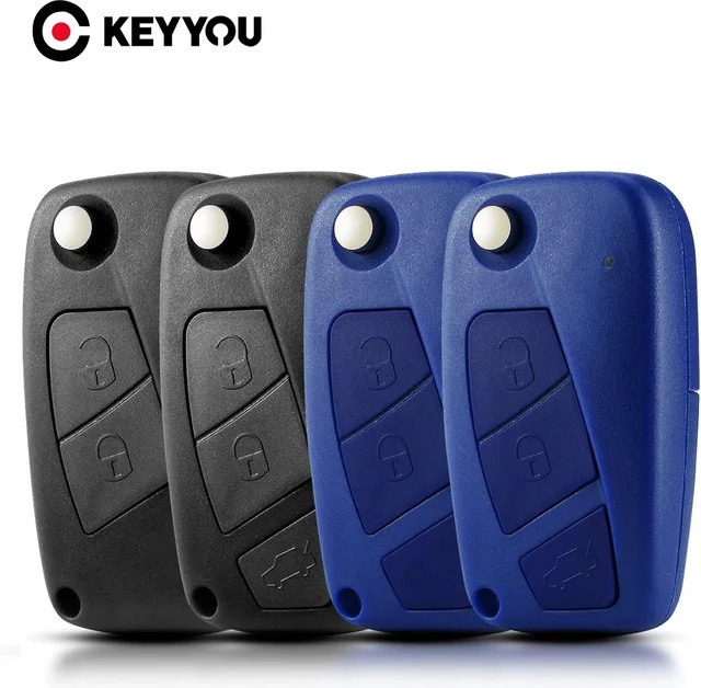 KEYYOU Klappbare Fernbedienung Gehäuseabdeckung für FIAT Iveco Punto Ducato Stilo Panda Idea Doblo Bravo 2/3 Tasten, Schwarz - Bild 1