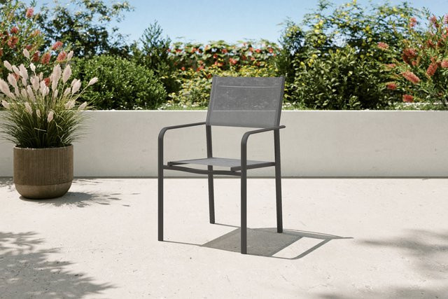 Villana Tasmania Stapelstuhl aus Aluminium in Grau, witterungsbeständig und modern für Garten, Terrasse oder Balkon, B/T/H: 56 x 85 x 120 cm - Bild 1