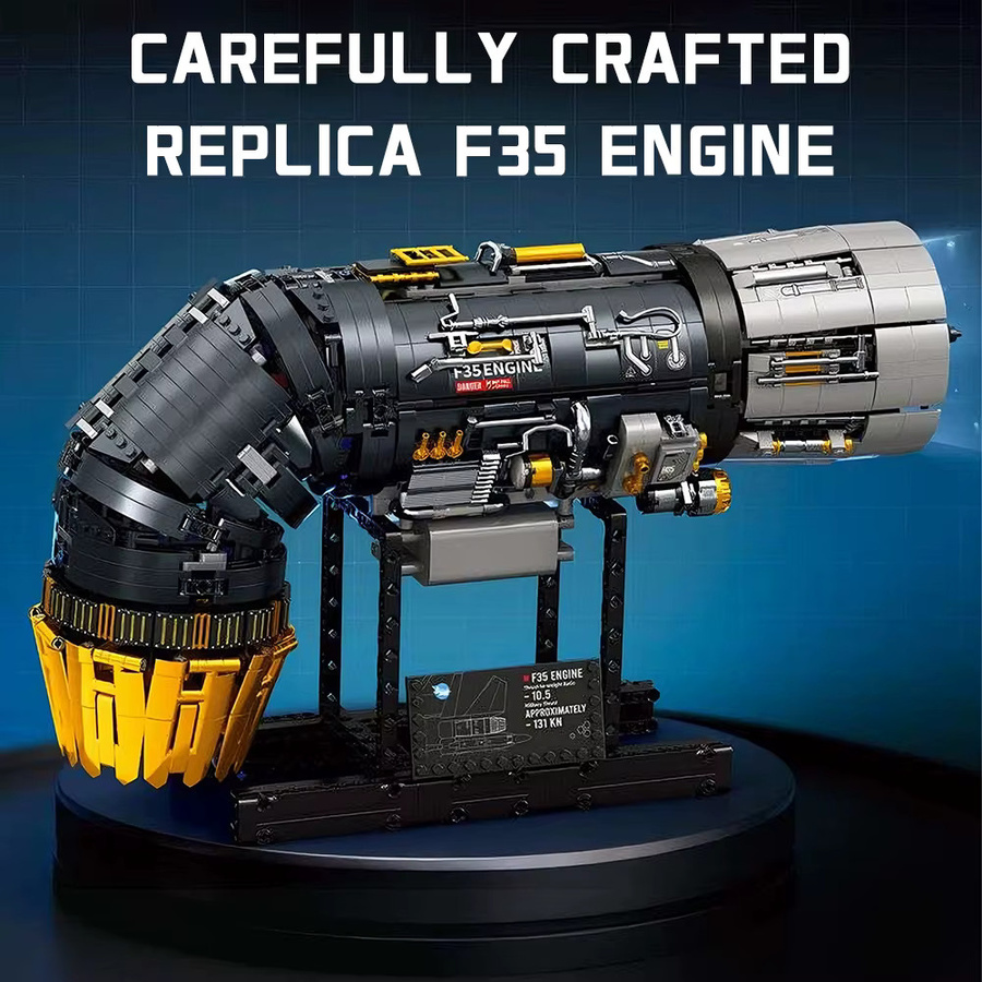 Yangkili F35B Flugzeugmotor-Modell, Baustein-Set, grau - Bild 2