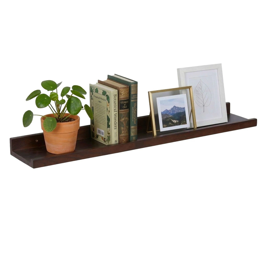Relaxdays Wandregal aus Walnussholz in Braun, Breite: 100 cm, Tiefe: 15 cm, Höhe: 5 cm - Bild 2
