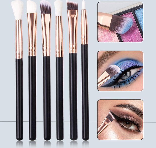 6 Stück Augen-Make-up-Pinsel Set, Schwarz, Unisex - Bild 1