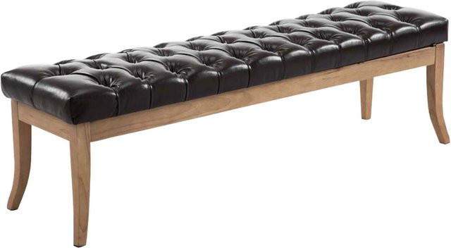 TPFLiving Sitzbank Romeo Chesterfield aus Kunstleder in Braun, B/H/T: 150 x 46 x 38 cm - Bild 1