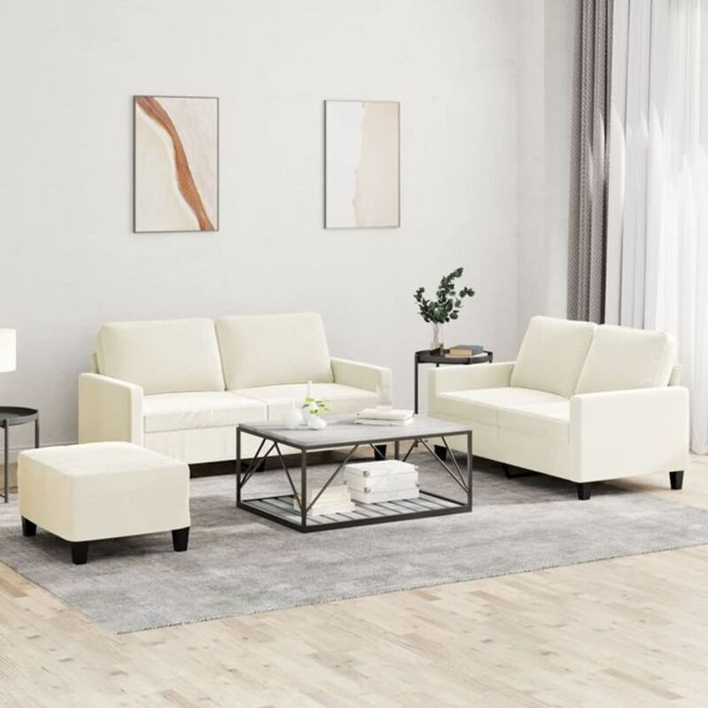 3-tlg. Sofagarnitur von vidaxl in Beige aus Samt mit Kissen und Metallgestell im modernen Design - Bild 1