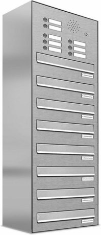 AL Briefkasten-Mehrfachbriefkasten für 8 Parteien mit Zaundurchwurf, silberfarben, B/H/T: 38,5 x 115 x 27,5 cm - Bild 1