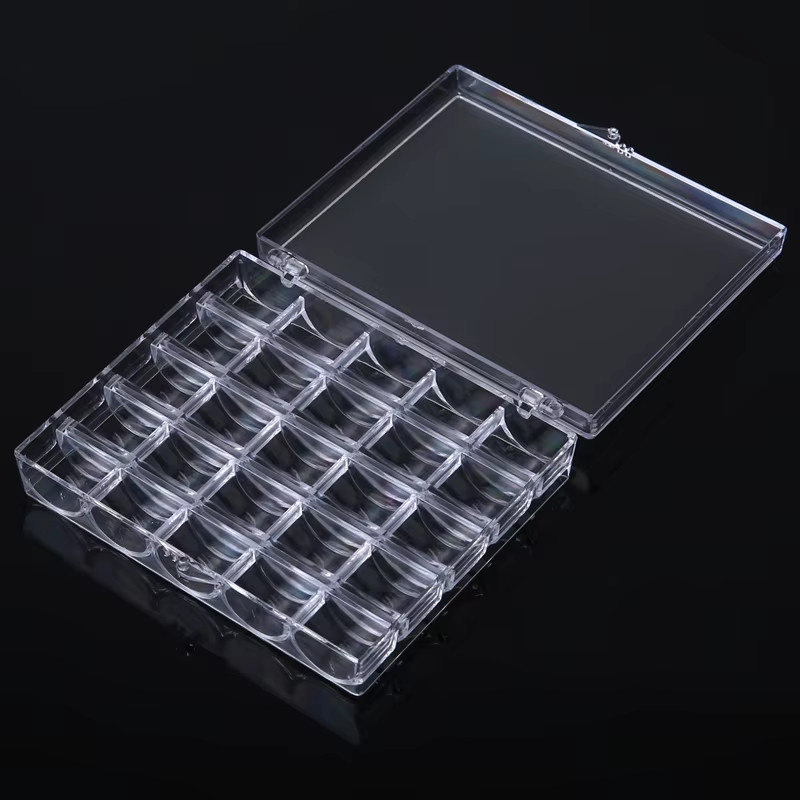 Organizer Box aus Kunststoff für 25 leere Spulen und Nähzubehör, transparent - Bild 3