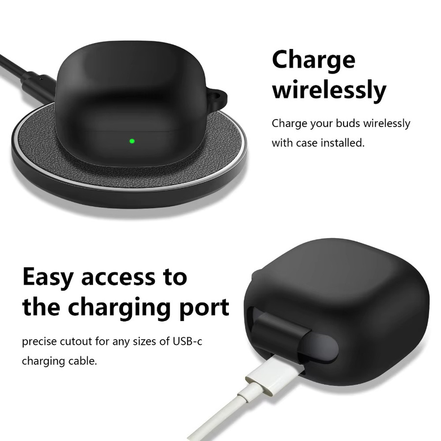 Stoßfeste Silikonhülle für Samsung Galaxy Buds Live, Buds 2, Buds Pro, Buds 2 Pro und Buds FE in Schwarz - Bild 4