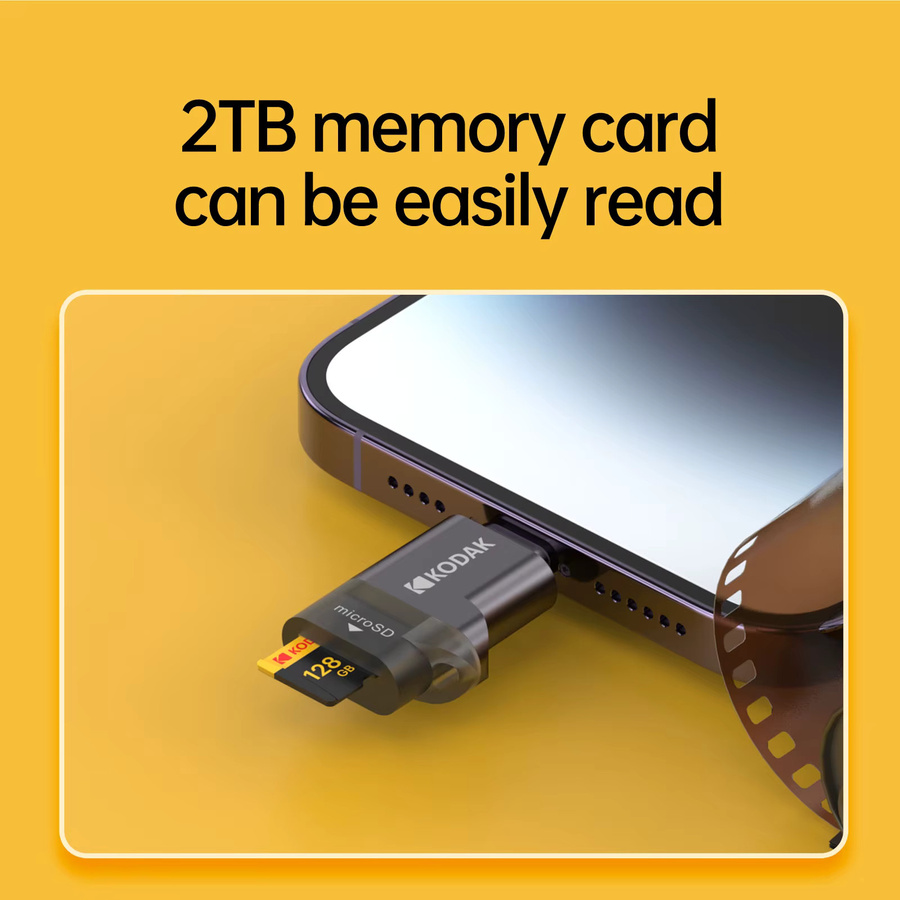 Kodak USB-C Micro-SD Kartenleser für TF-Speicherkarten mit bis zu 2TB Kapazität - Bild 2
