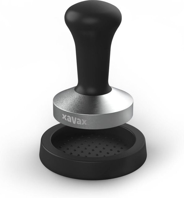 XavaX Tamping-Set aus Edelstahl mit rutschfester Tampermatte in Schwarz, Durchmesser: 58 mm - Bild 1