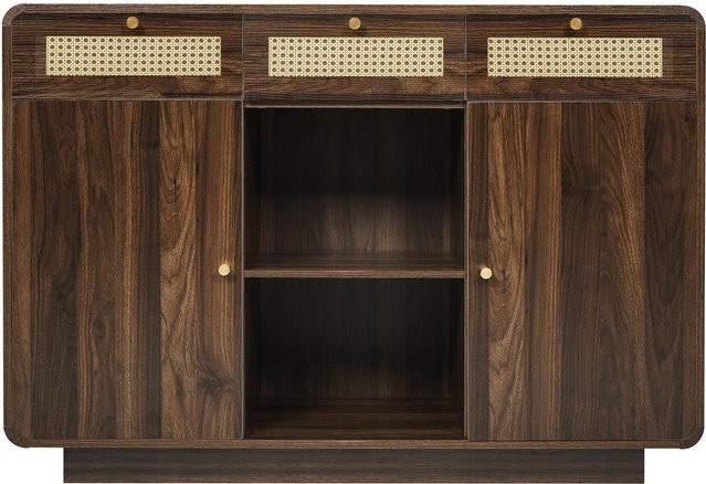 AB Store Sideboard Kommode mit Rattan-Fronten in Braun und Gold, B/T/H: 120 x 40 x 85 cm - Bild 1