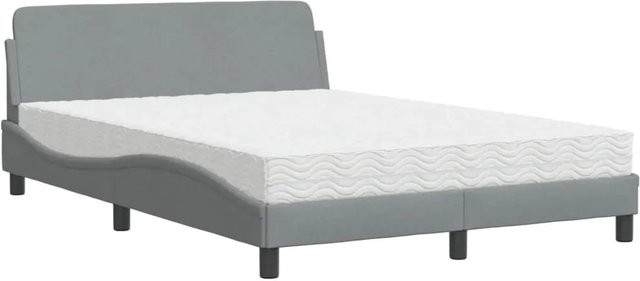 vidaXL Bett mit Matratze in Grau, modern mit Stoffbezug und Schaumstoff, B/T/H: 120 x 200 cm - Bild 1