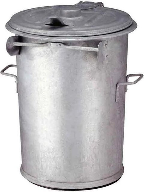 PROREGAL Feuerfeste Runde Mülltonne aus verzinktem Stahl in Silber, Volumen: 110 Liter, H x Ø: 95 x 51 cm - Bild 1