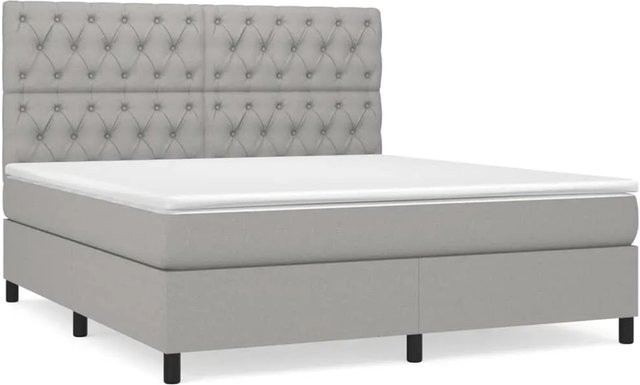 vidaXL Boxspringbett mit Matratze in Hellgrau, Hybridbett mit Taschenfederkern, B/T: 160 x 200 cm - Bild 1