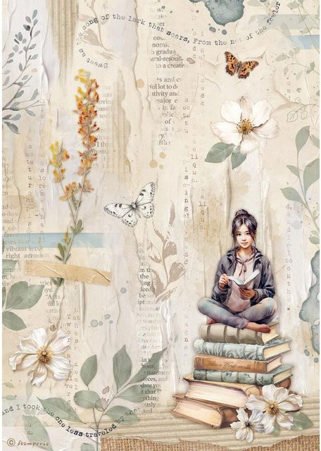 Stamperia Motiv-Strohseide Secret Diary Books in Beige und Multicolour, A4 - Bild 1