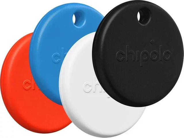 Chipolo POP 4er-Set Bluetooth-Tracking Tags kompatibel mit Apple Find My und Google Find My Device, Mehrfarbig (Schwarz, Rot, Weiß, Blau) - Bild 1