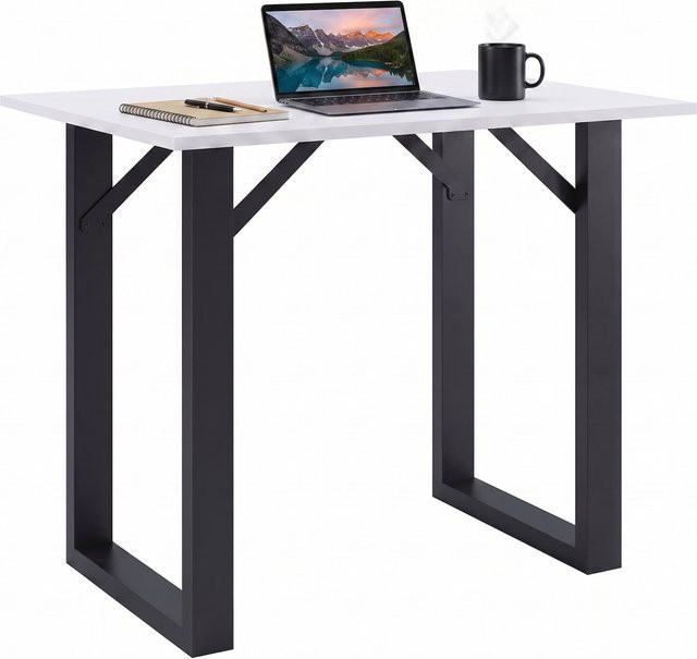 VCM Bartisch Xona in Weiß, moderner Stehtisch mit X-Gestell für Küche und Esszimmer, B/T: 138 x 80 cm - Bild 1