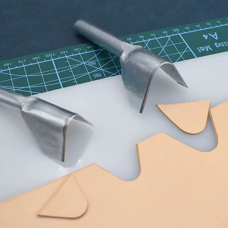 V-Form Leder Handwerk Cutter Punch Set für DIY Gürtel und Brieftaschen aus Stahl, Silber, 20mm-50mm - Bild 2