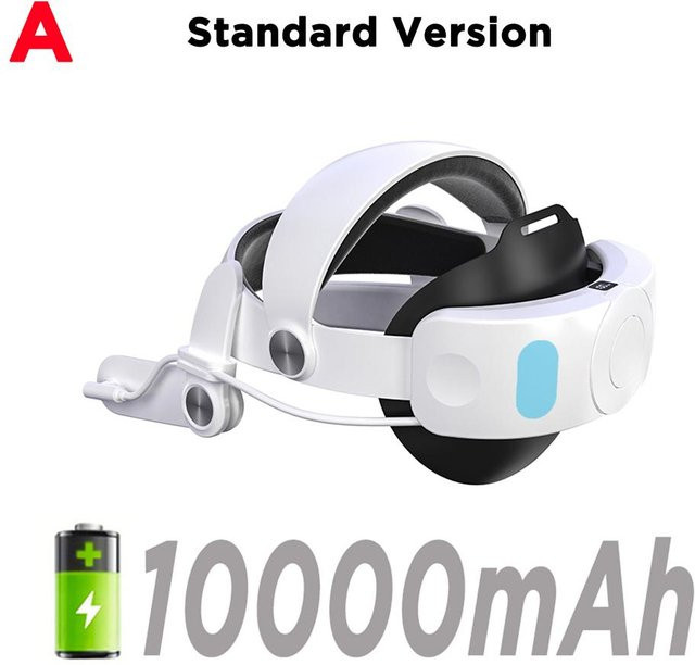 Market-5 Komfort-Kopfband mit 10000mAh Akku und PD18W Ladefunktion für Meta Quest 3 und Meta Quest 3s in Weiß inklusive Tragetasche - Bild 1