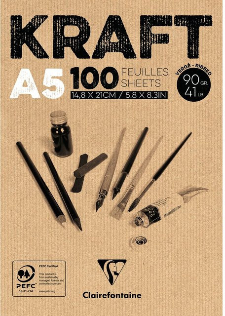 Clairefontaine Kraftpapier-Block in Braun, DIN A5 - Bild 1