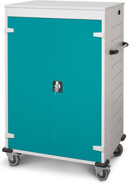 rotstahl Laptopwagen mit 20 Fächern, Korpus lichtgrau und Front türkis, B: 92 cm, H: 125 cm - Bild 1
