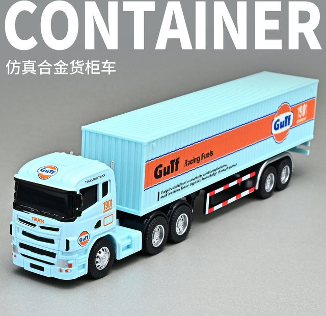 WELLY Container-LKW, amerikanischer Kühlwagen, Automodell aus Legierung, Blau - Bild 1