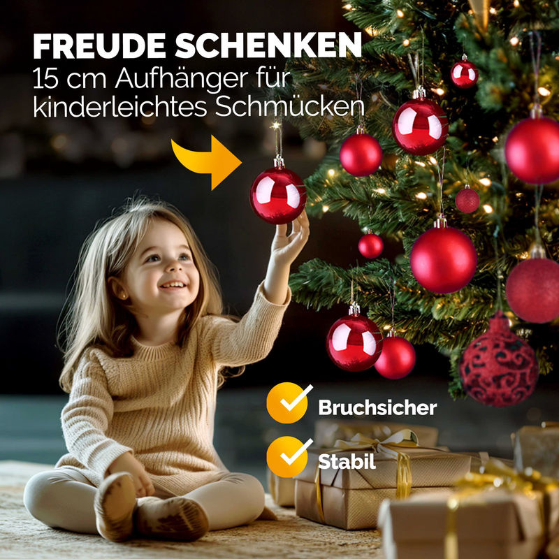 CASARIA Weihnachtskugeln Rot aus Kunststoff, 100er Set Hängeornamente für die Weihnachtsdekoration - Bild 4
