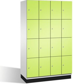 C+P Fächerschrank Cambio mit 16 Fächern auf Sockel, Farbe Korpus Lichtgrau und Front Grün, H: 195,0 cm, B: 120,0 cm, T: 52,5 cm - Bild 1