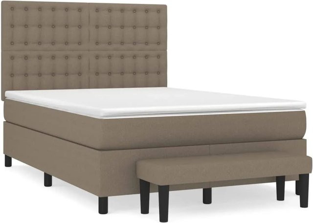 vidaXL Boxspringbett mit Matratze Hybrid-Design in Taupe, B/T/H: 140 x 190 x 128 cm - Bild 1