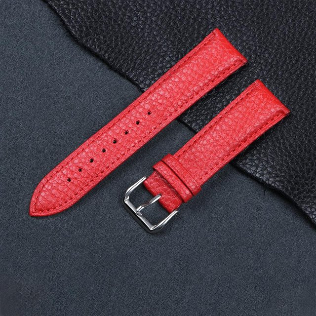 TolTales Uhrenarmband Kalbsleder, Litschi-Muster, rot, 16mm, Unisex - Bild 1