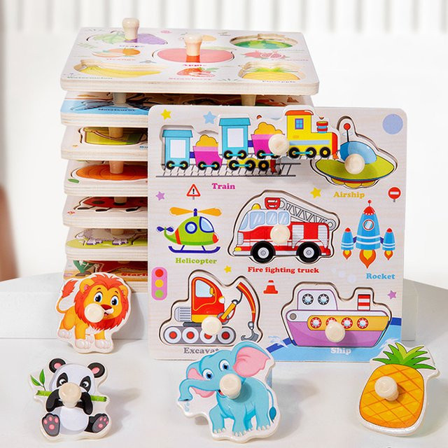 YunDuo BaBy Holzpuzzle Montessori, Tiere und Fahrzeuge, Lernspielzeug - Bild 1