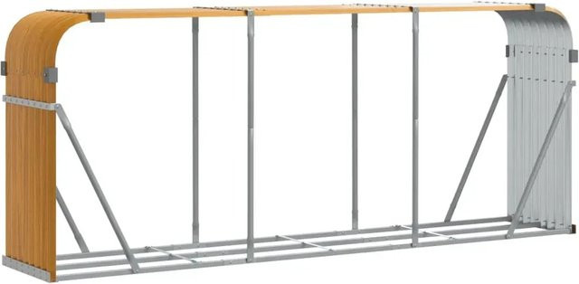vidaXL Kaminholzunterstand aus verzinktem Stahl in Holzoptik, Hellbraun, B/T/H: 234 x 45 x 100 cm - Bild 1