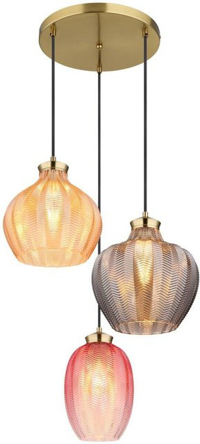 Globo Lighting Pendelleuchte JESSICA in Gold mit Glas, H: 120 cm, Durchmesser: 45 cm, E27, 3 Leuchtmittel - Bild 1