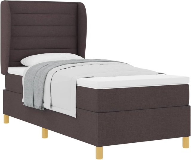 vidaXL Boxspringbett mit Matratze in Dunkelgrau und Dunkelbraun, B/T/H: 80 x 200 cm - Bild 1