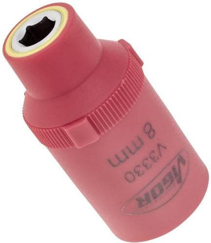 Vigor VDE-Steckschlüsseleinsatz V3330 mit 8mm Außensechskant und 1/2 Zoll Innenvierkant in Rot - Bild 1