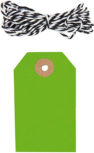 Rico Design Paper Poetry Geschenkanhänger eckig in Neongrün mit Baumwollband - Bild 1