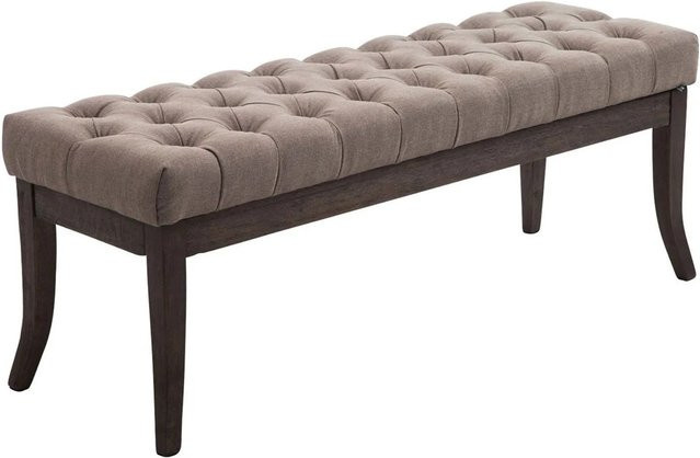 DELUKE Sitzbank CANNES Polsterbank im Chesterfield-Design, Farbe Taupe/Dunkelbraun, B/T/H: 120 x 38 x 46 cm - Bild 1