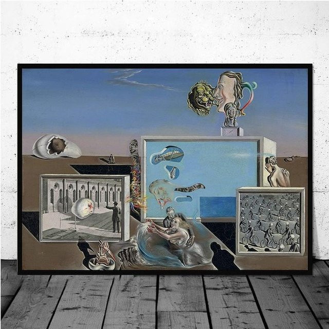 Lisa Gallery Leinwandbild Salvador Dali Surrealismus Wandkunst in Orange und Rot, B: 60 cm, H: 90 cm - Bild 1