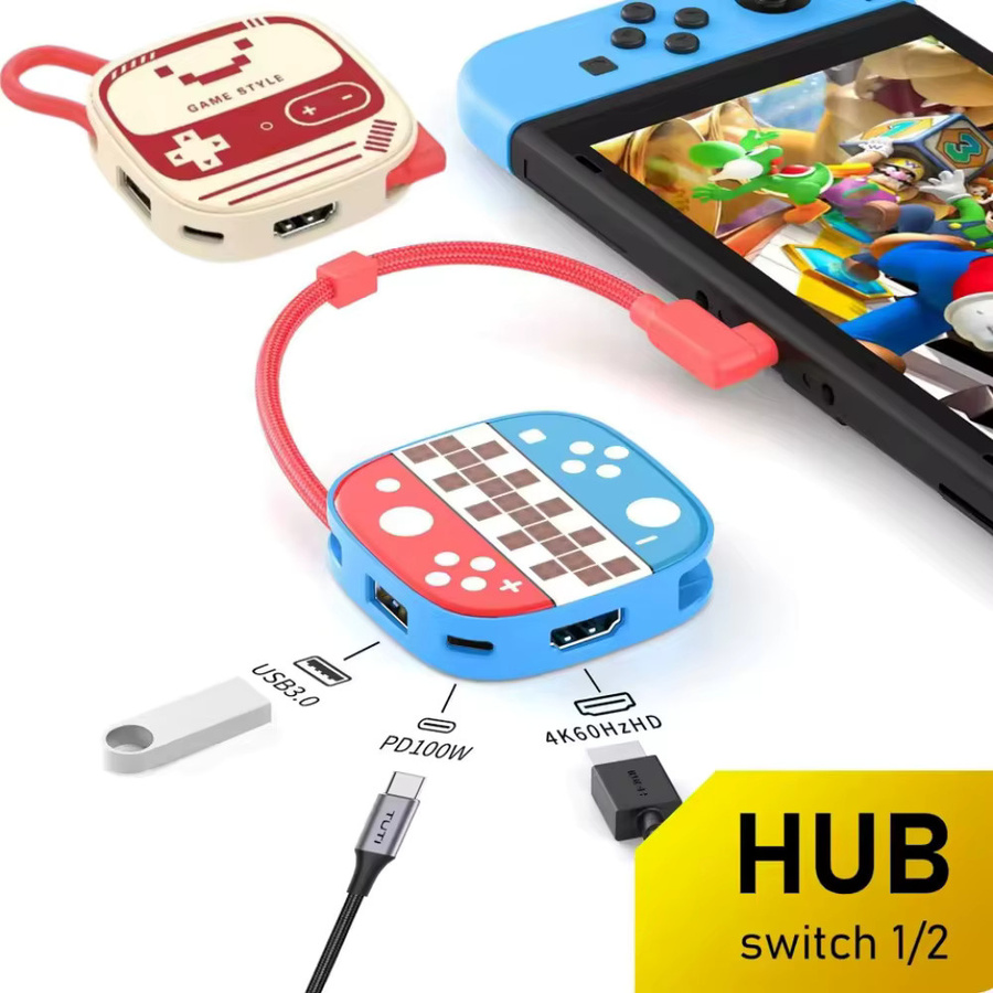 Switch 2 Dockingstation mit HDMI 4K und USB 3.0 Hub Adapter für Nintendo Switch, Laptop, PC, iPad und MacBook Air, Multicolor - Bild 4