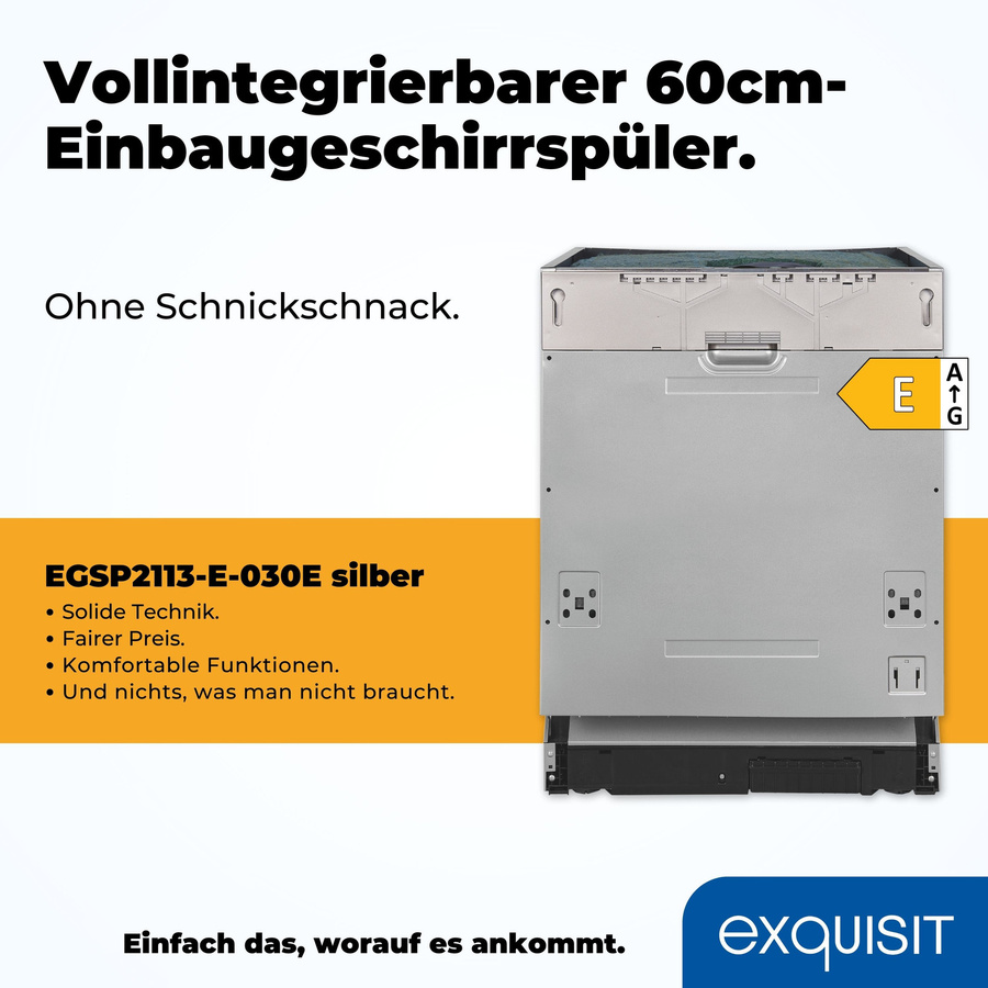 Exquisit Geschirrspüler EGSP2113-E-030E in Silber mit Aquastop und Glas-Schutzprogramm - Bild 3