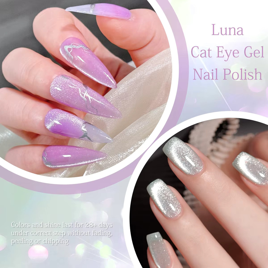 Groillim Nagellack Moon White Cat Eye, Schimmernd - Bild 1