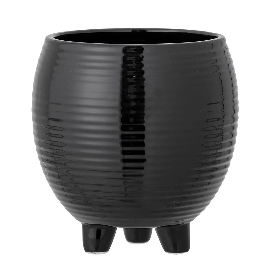 Bloomingville Blumentopf Arnel aus Keramik in Schwarz, skandinavisches Design für den Tisch, Höhe: 14,0 cm, Breite: 13,5 cm, Tiefe: 13,5 cm - Bild 1