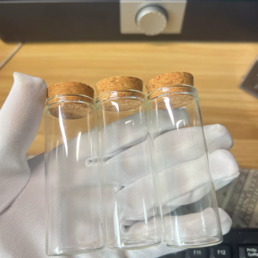 LYGIL Weihnachts-Glasflaschen mit Korkverschluss, transparent, 40 ml, B/T/H: 2,5 x 2,5 x 8 cm - Bild 2