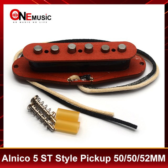 GETMUSIC SSS Alnico 5 ST Style Tonabnehmer Set für E-Gitarre in Rot und Schwarz mit roter Faserwicklung, 7.5K/7.5K/7.5K, Mittelposition RwRP - Bild 1