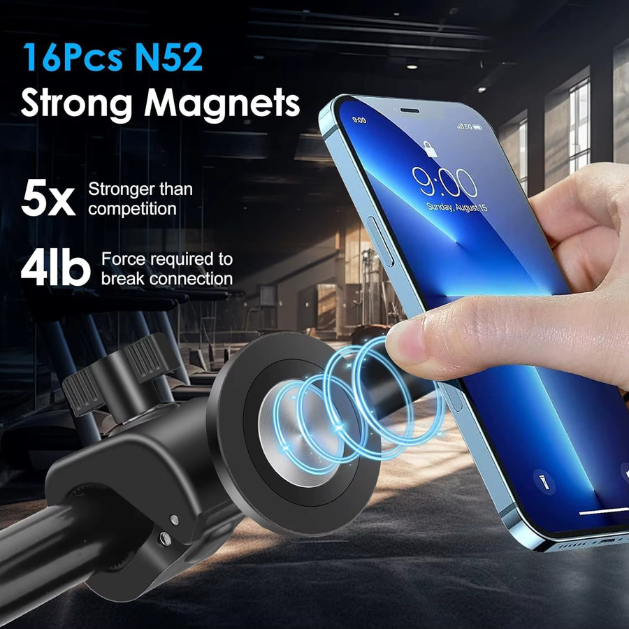 Magnetische Fahrradhalterung für iPhone 16/17 mit MagSafe Unterstützung, abnehmbarer Lenkerhalter für E-Scooter und GPS, Farbe: Schwarz - Bild 3
