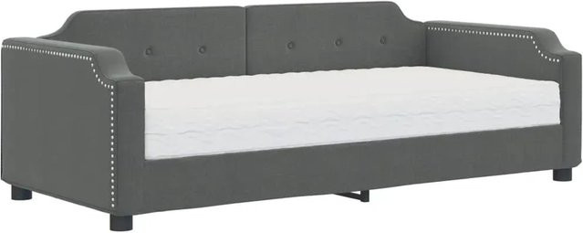 vidaXL Tagesbett mit Matratze in Grau, gepolstert mit Stoff und Schaumstoff, B/T/H: 200 x 100 x 66,5 cm - Bild 1
