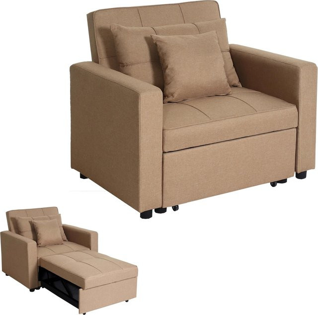 MCW Schlafsessel L90 als Klappsessel und Schlafsofa in Beige mit Textilbezug, Liegefläche B: 103 cm, L: 197 cm - Bild 1