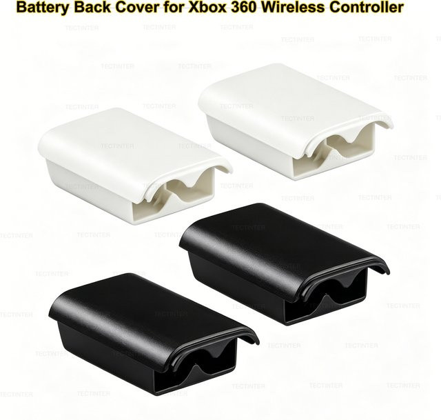 TECTINTER AA-Batterie-Rückabdeckung in Schwarz für Xbox 360 Wireless Controller Ersatzteil-Kit - Bild 1