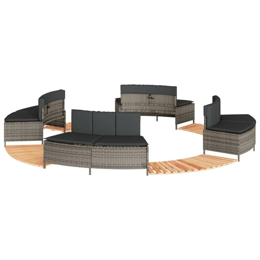 vidaXL Whirlpool-Umrandung aus grauem Poly-Rattan und geöltem Akazien-Massivholz - Bild 2