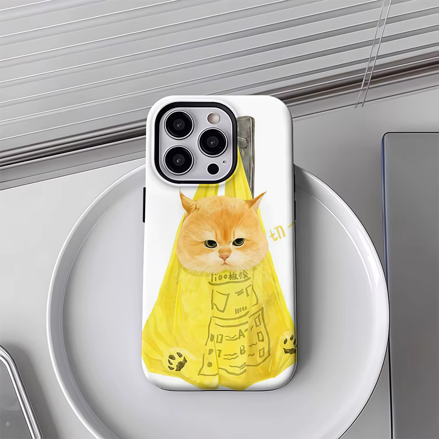 Potdemiel Handyhülle mit süßem Katzenmotiv in Orange und Gelb für iPhone 17 16 15 14 13 12 Pro Max Plus mit doppelschichtiger Rückseite - Bild 2