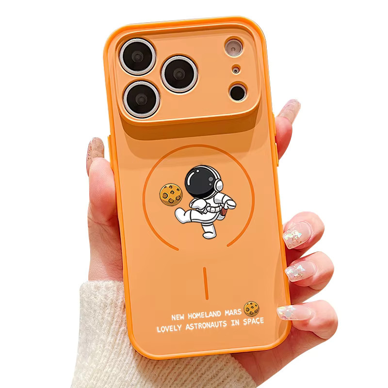 MOESOE Magnetische Handyhülle mit Astronauten-Muster für iPhone 17 16 15 14 13 Pro Max inklusive Linsenschutz und MagSafe Kompatibilität, Schwarz/Mehrfarbig - Bild 4