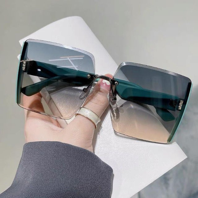 Fashion Square Sonnenbrille, Square, randlos, Kunststoff, grün, Damen - Bild 1